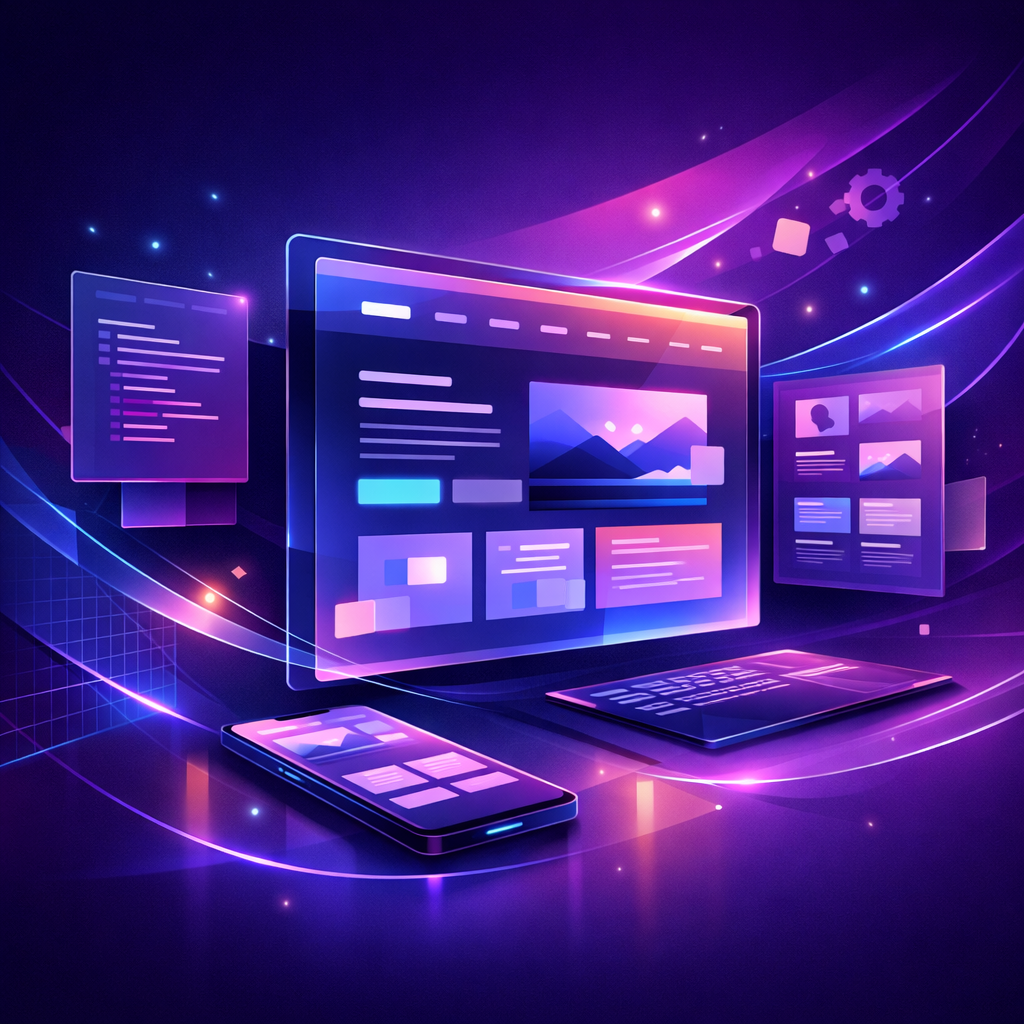 Illustration abstraite violet et bleu pour site sur mesure